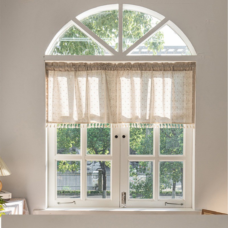 แนะนำ ผ้าม่าน ผ้าม่านสั้น พู่ ผ้าฝ้าย รูปแบบของดอกไม้ ผ้าม่านครึ่งหน้าต่าง ครึ่งหน้าต่าง สําหรับตกแต่งห้องครัว ราคาพิเศษ มีเก็บเงินปลายทาง