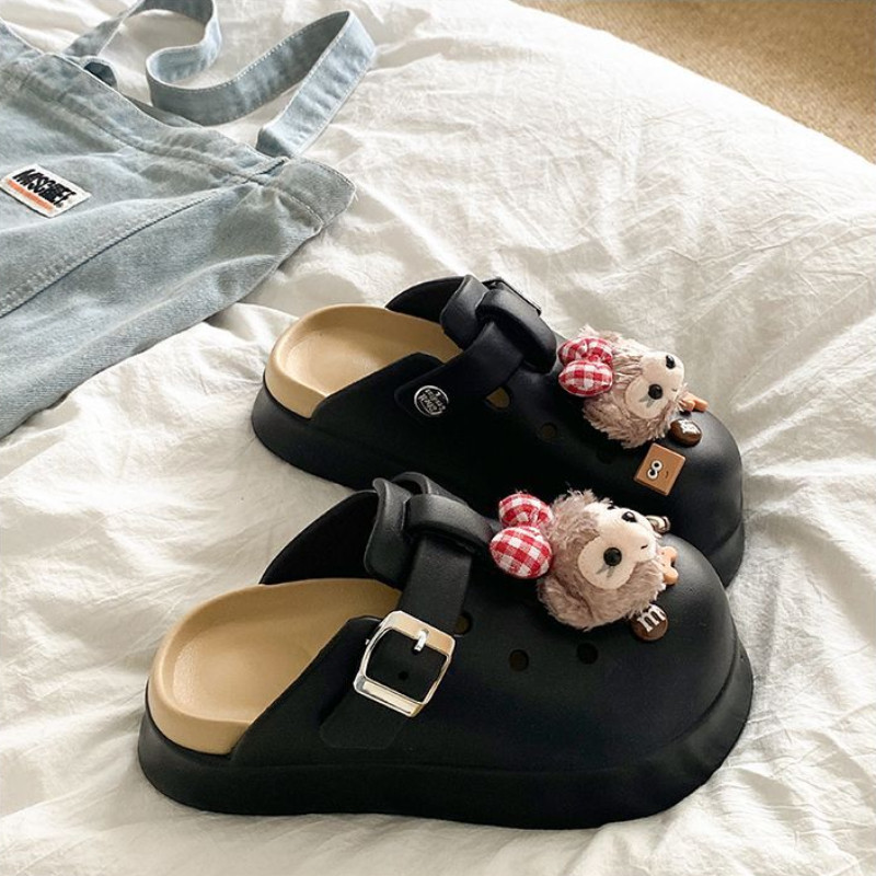 รองเท้าแตะผู้หญิงใหม่ น่ารัก ปิดนิ้วเท้า สำหรับกลางแจ้ง ฤดูร้อน กันลื่น พื้นหนา ระบายอากาศได้ - รูปที่ 7