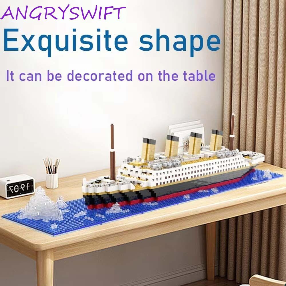ANGRYSWIFT Titanic Building Block,อนุภาคขนาดเล็กความยากสูงเรือล่องเรือรุ่นอิฐ,เด็กผสมเรือยักษ์ตกแต่งบ้านTitanicประกอบของเล่นของขวัญวันเกิด
