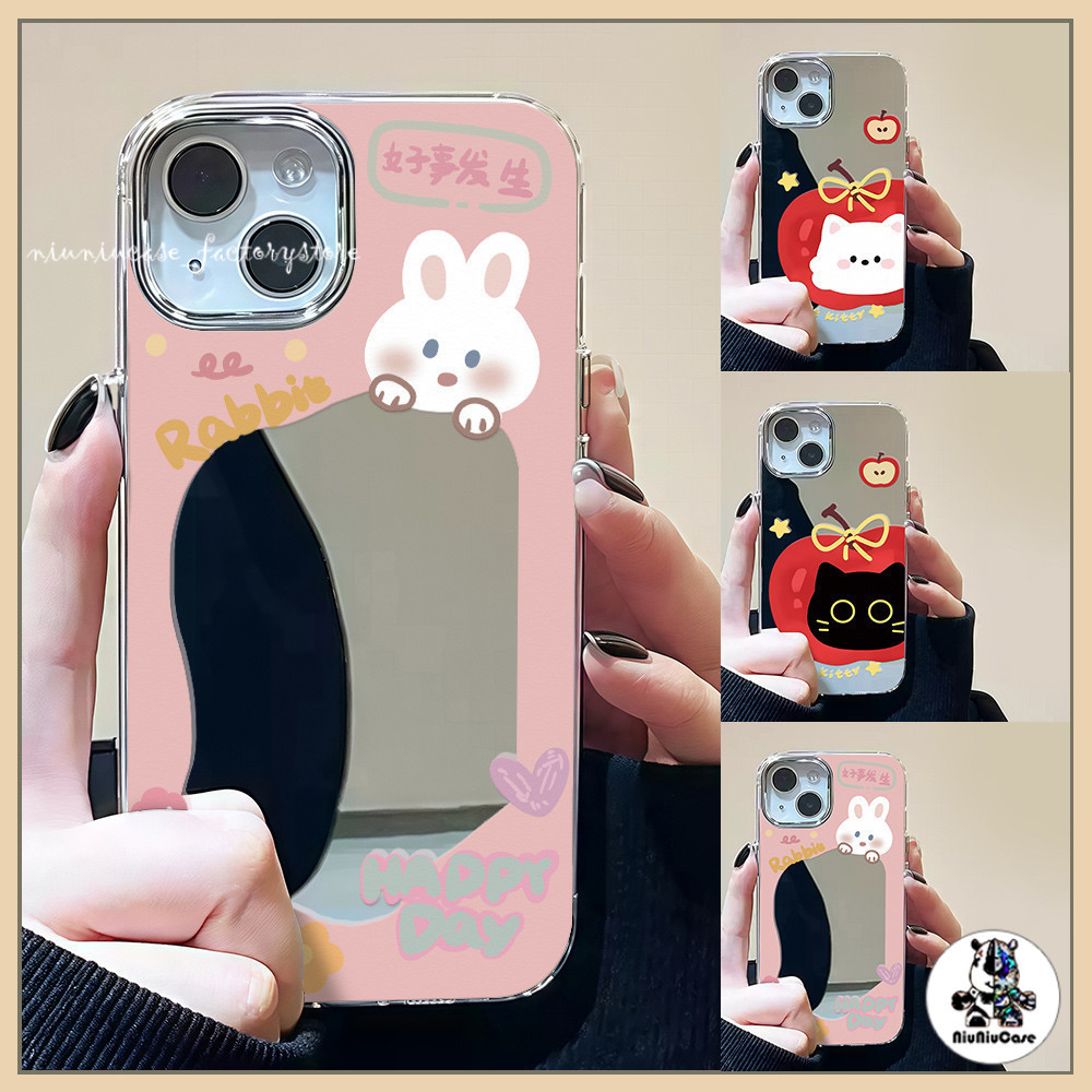 🚚COD🚚 เคสแบบกระจกมิเรอร์ เคส กระต่าย M For IPhone16 15 14 13 12 7 8 PLUS 11 Pro 16 Pro max XR XS Max เคสไอโฟน 13 Case