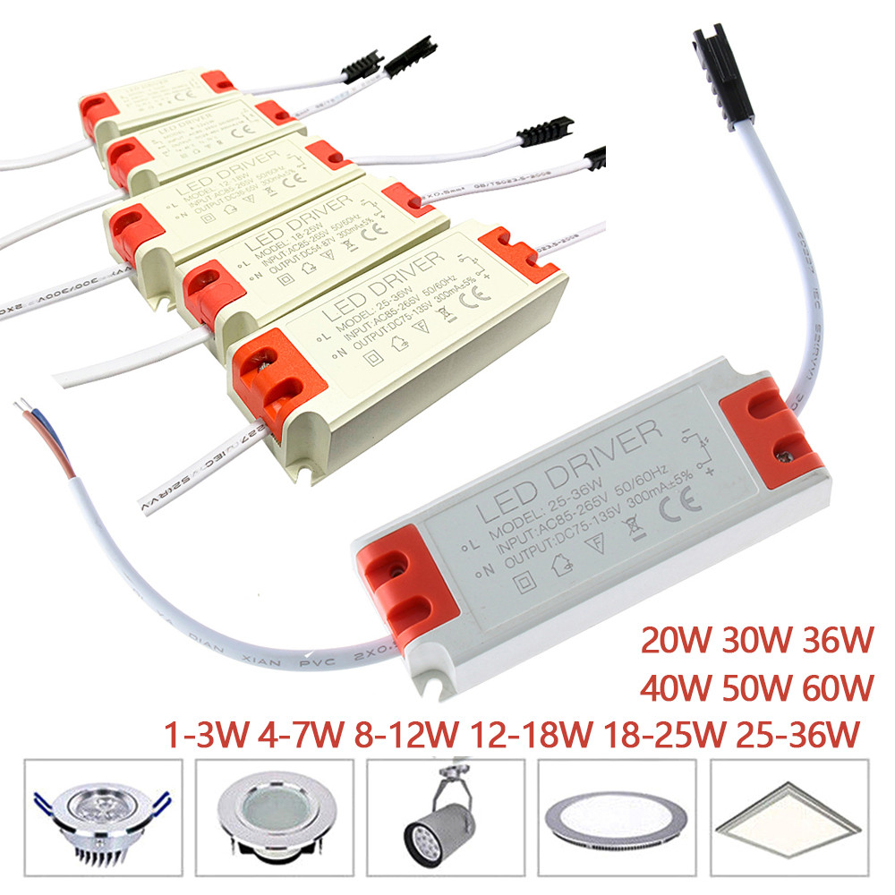 ไดร์เวอร์ LED 300mA LEDs แหล่งจ่ายไฟ AC85-265V หม้อแปลงไฟฟ้าสําหรับไฟ LED 1-3W, 4-7W, 8-12W, 12-18W, 18-25W, 25-36W