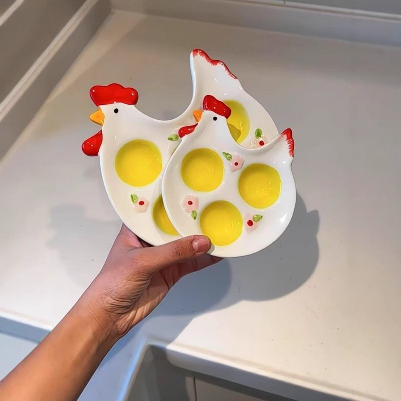 [100 จัดส่งใหม่ถึงบ้าน] ถาดไข่ไก่ใหญ่ จานเก็บไข่เซรามิก จานแบ่งไข่ - รูปที่ 2