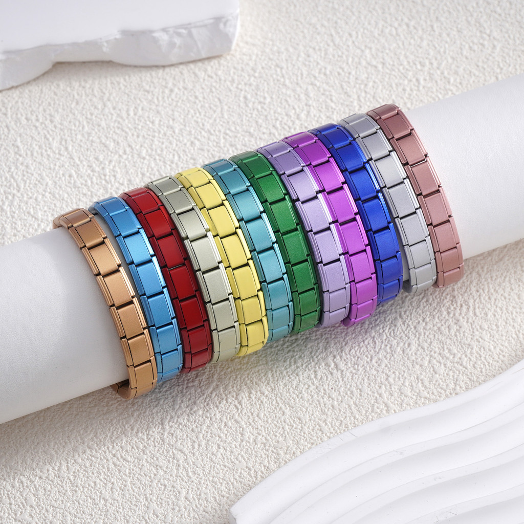 Frosting_colourful_Italian_modular สร้อยข้อมือสแตนเลสสตีล panelled_block อิตาเลี่ยน charm