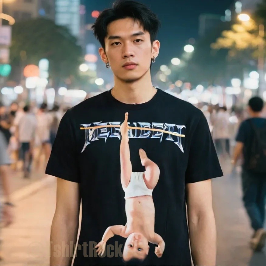 เสื้อวง Megadeth ลาย เมกาเดธ เด็กแขวนเชือก Hangguy เมทัล Album Art สีดำ MDH1964