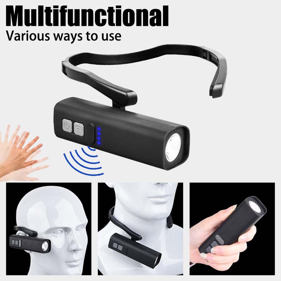 ชุดหูฟังบลูทูธแสง Super Bright Mini LED ไฟหน้า Over-ear USB ชาร์จ เหมาะสำหรับภูเขา กลางแจ้ง ขี่จักรยาน ตกปลา วิ่ง ตั้งแคมป์ เดินป่า