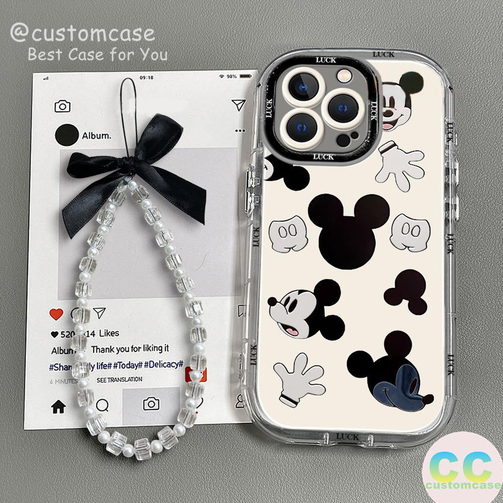 เคสไอโฟน 7Plus สำหรับ iPhone 13 11 16 14 15 12 Pro Max 8 7 15 16 14 Plus XR XS X Max การ์ตูนมิกกี้เมาส์แต่งหน้าที่น่ารัก