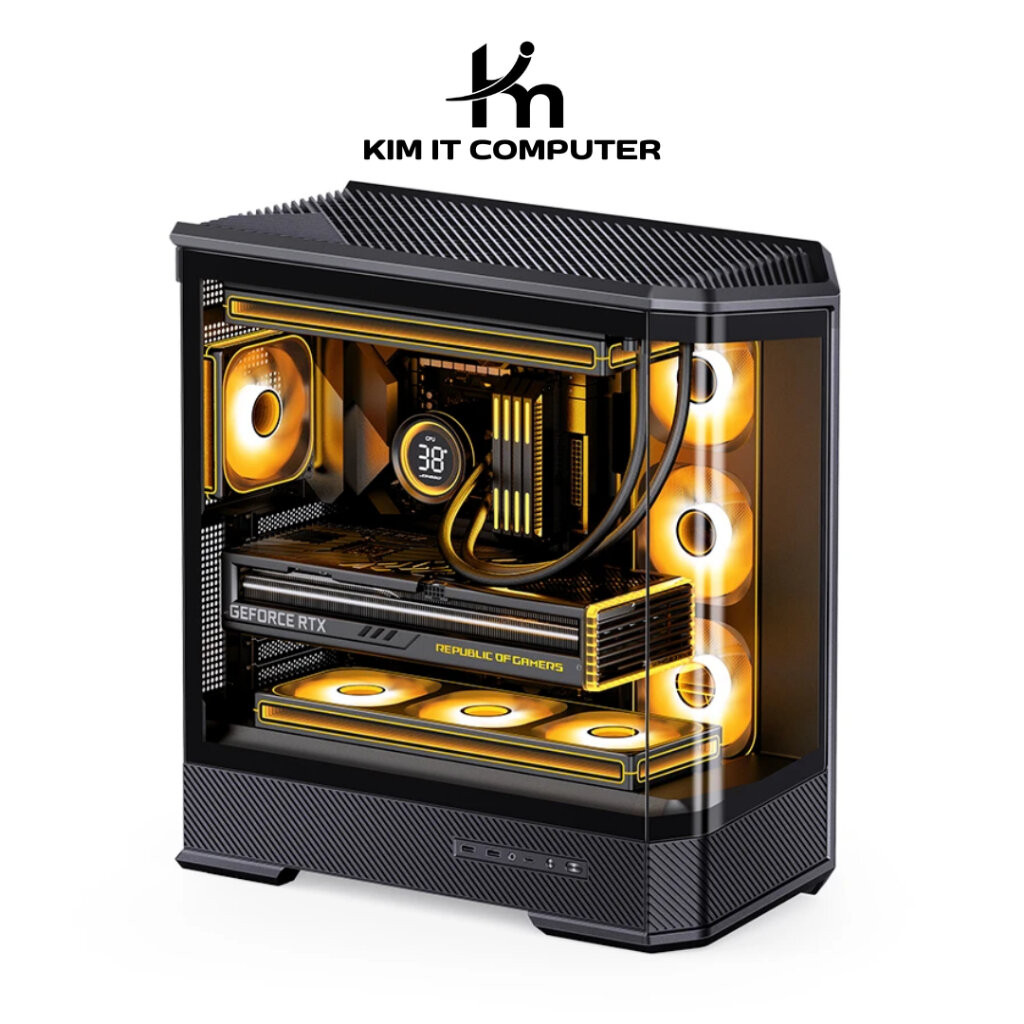 JONSBO D400 Black (แถมพัดลม ARGB x 4ตัว) Ultra Wide Curved Tempered Glass ATX Mid-Tower Case