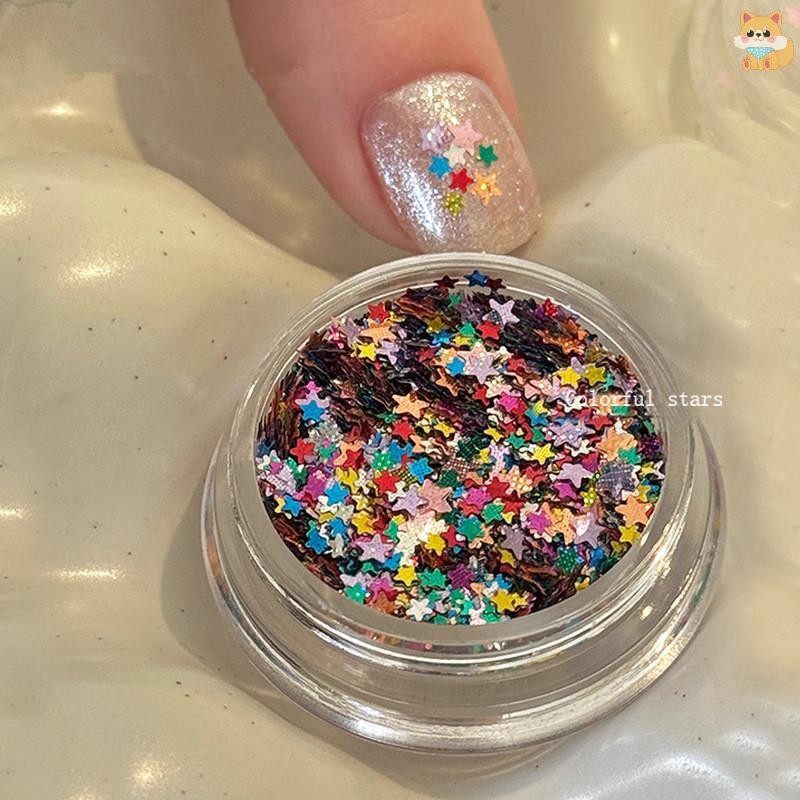 [VI] 1Jar Sparkling Star Nail Glitter Sparkling Pentagram ตกแต่งเล็บออกแบบร้านทําเล็บน่ารักอุปกรณ์เสริม DIY Nail Art Design TH