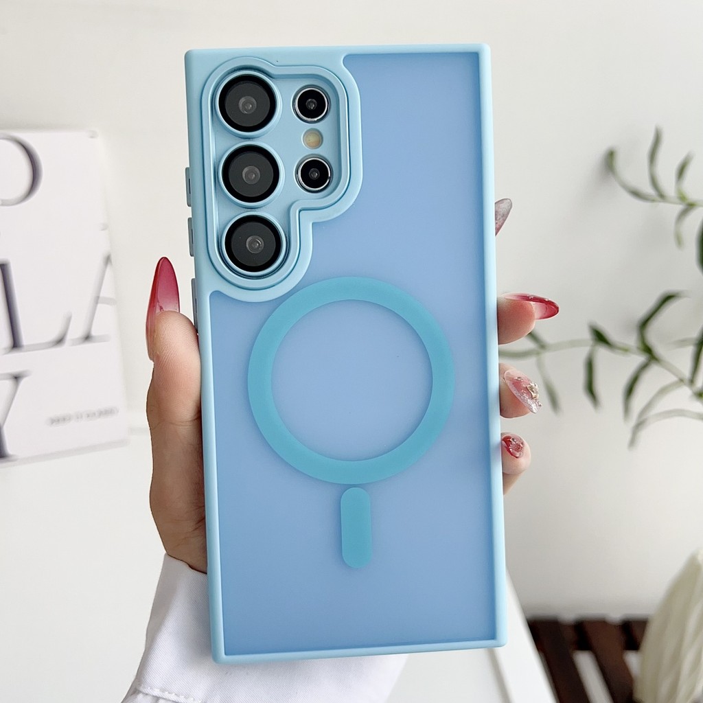 พร้อมตัวป้องกันแว่นตาสำหรับกล้อง เคสโทรศัพท์สำหรับ Samsung Galaxy A56 A36 A16 A26 A06 A55 A35 A15 A05 4G 5G ซัมซุง Magnet Case เคสแม่เหล็กกันกระแทก สีดำ