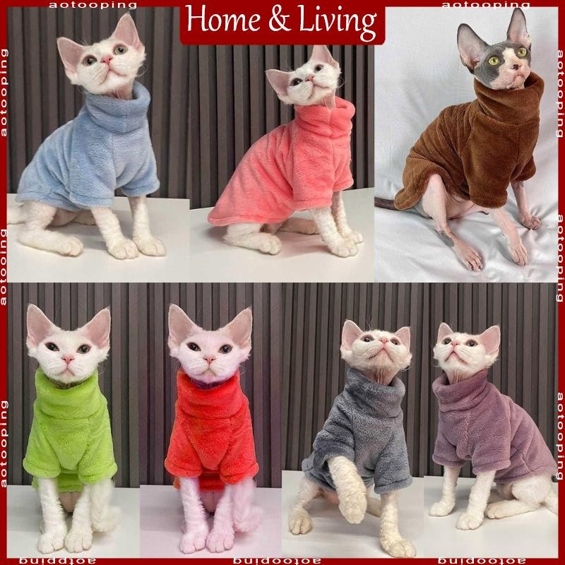 AOTO เสื้อกันหนาวแมวไม่มีขน Sphynx Coat Warm Hairless Cat เสื้อผ้า Sphynx Cat Hoodie