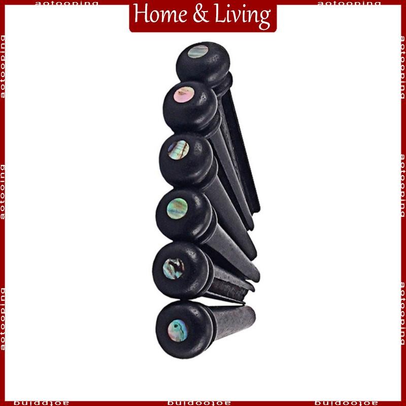 AOTO 6 ชิ้น Ebony กีตาร์สะพาน Pin String หมุดคงที่กระดูกกีตาร์สะพาน Pin