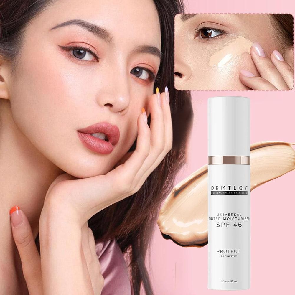 Tinted Sunscreen 2 In 1 Foundation ครีมกันแดดคอนซีลเลอร์ Moisturizer 50ml ครีมบํารุงผิวหน้าธรรมชาติ 