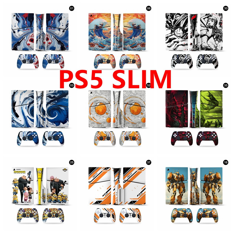 17 สีสติกเกอร์ผิวใช้งานร่วมกับ Sony Playstation 5 Slim Disc Edition ไวนิล Decal Wrap ฟิล์มป้องกันสํา