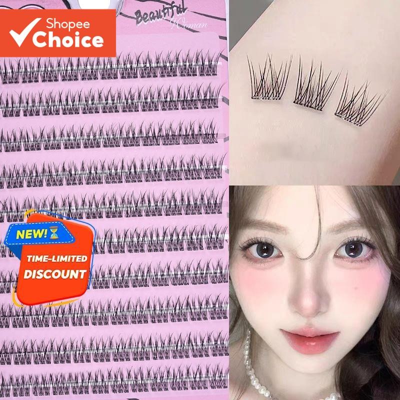 Voluminous ไม่ต้องใช้กาวขนตาปลอมแบบมีกาวในตัวปุยหางปลาดอกทานตะวันหนา Curling Lash Extension DIY อะนิเมะ