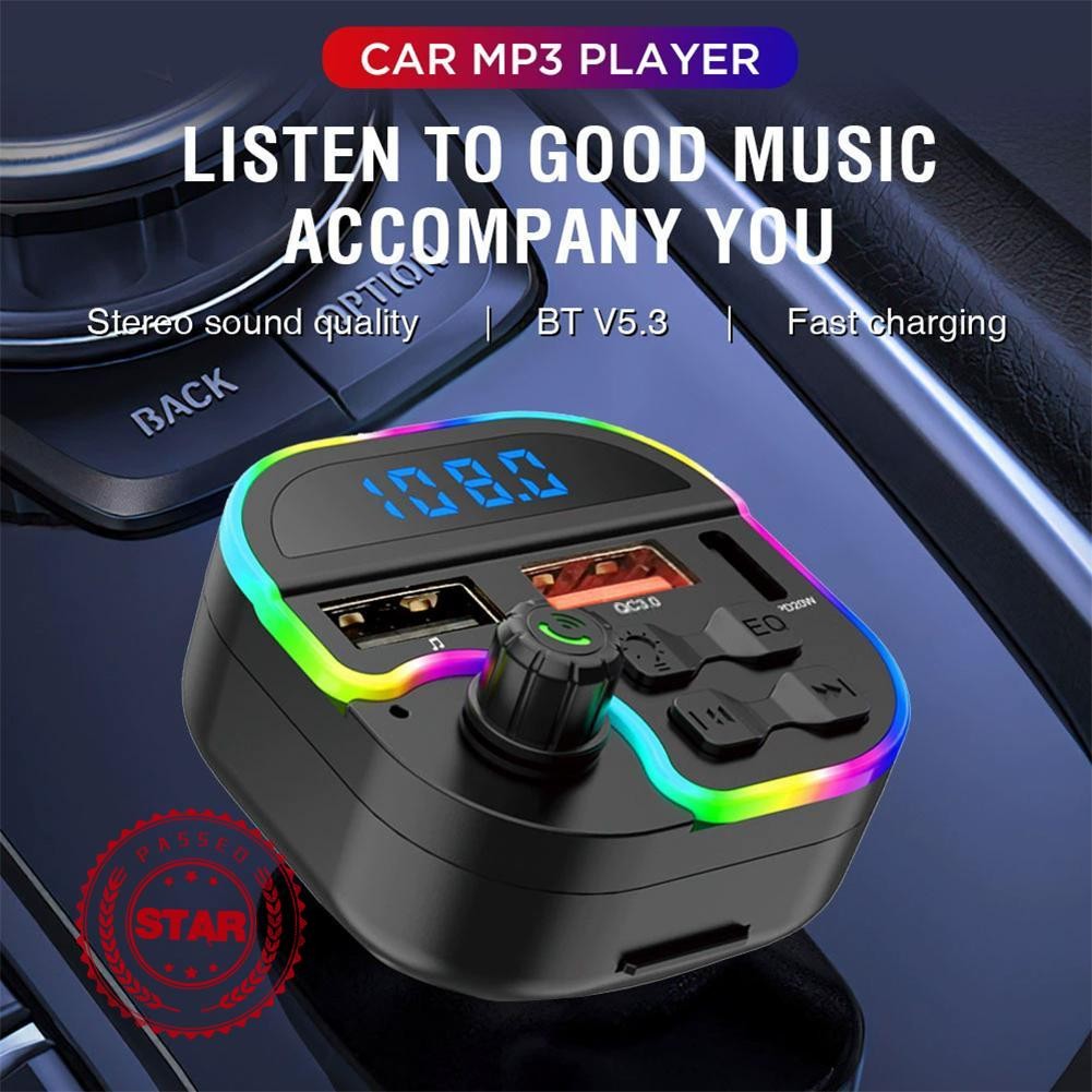เครื่องเล่น MP3 ในรถยนต์เครื่องส่งสัญญาณ Fm ไร้สาย Bluetooth5.3 Dual Handfree Fast Car Charger Kit A
