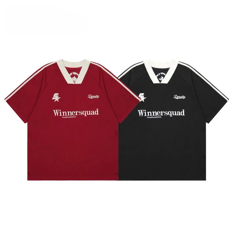 Crush Fashion Korean Stripe Aesthetic เย็บปักถักร้อยเสื้อยืดขนาดใหญ่สําหรับผู้ชาย