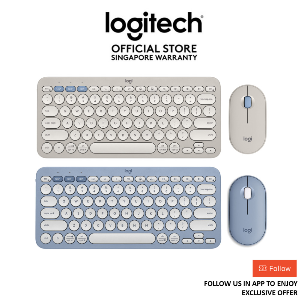 Logitech Pebble 2 Combo [คีย์บอร์ด K380S + เมาส์ M350S] แบตเตอรี่ยาวคลิกและพิมพ์เงียบน้ําหนักเบาและพ