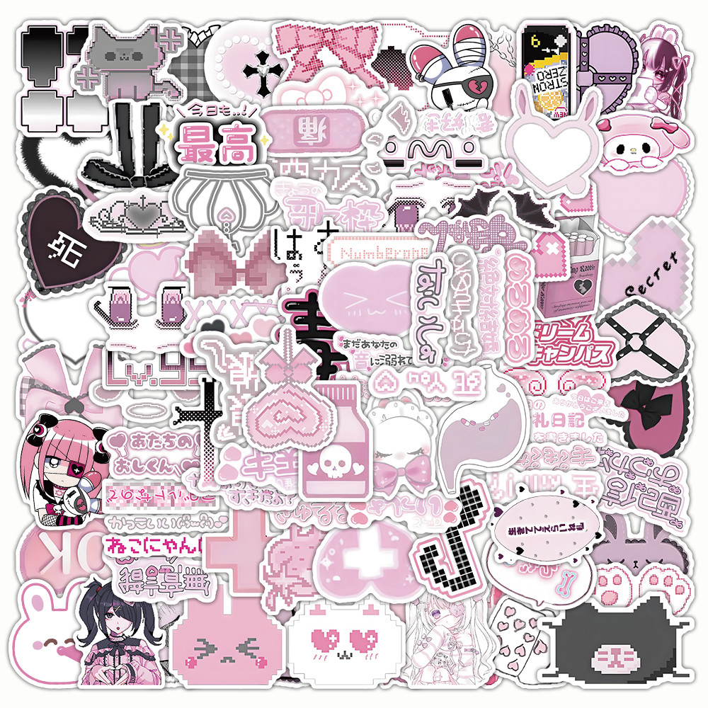 103 ชิ้น Mine-Kei Aesthetic สติกเกอร์แพ็ค - Yami Kawaii Gothic Decals สําหรับโทรศัพท์ & Journal