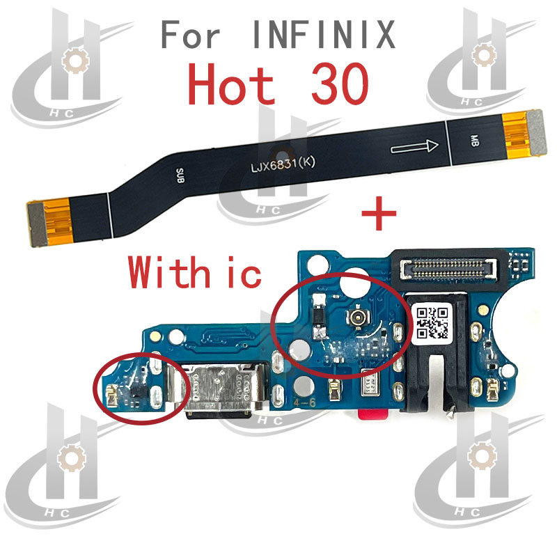 สําหรับ Infinix Hot 30 X6831 4G Charger USB Connector Dock ชาร์จพอร์ตแจ็คบอร์ด Flex หลักเมนบอร์ดการเชื่อมต่อ Flex เปลี่ยนชิ้นส่วน