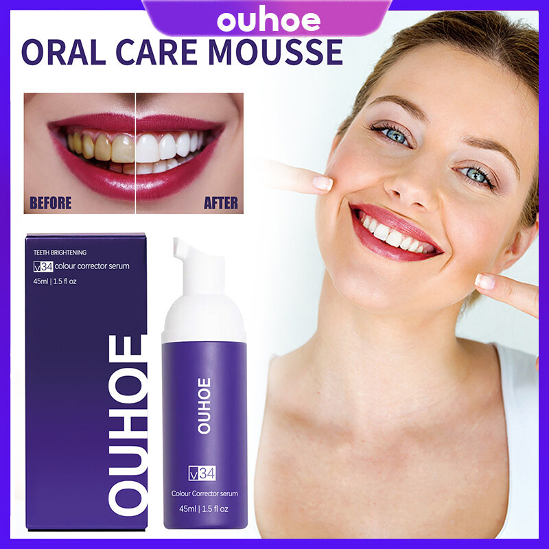 Ouhoe Tooth Brightening V34 Color Corrector Serum ฟันไวท์เทนนิ่งลบฟันเหลืองทําความสะอาดคราบฟัน