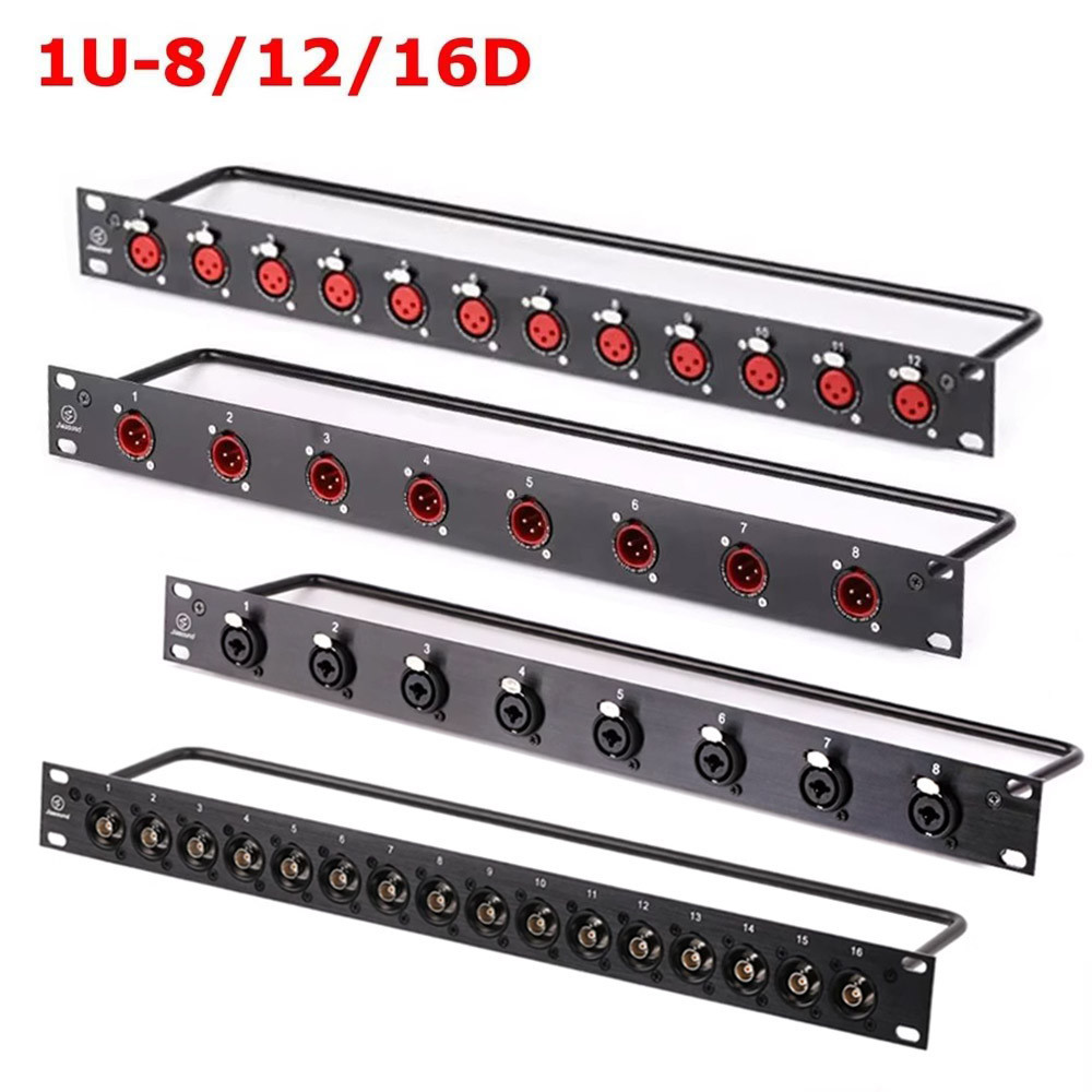 Jiasound 8 12 16 Way D Type Rack แผงแพทช์ 1U ตู้ BNC SDI XLR ชายหญิง 6.35 ขั้วต่อลําโพง HDMI
