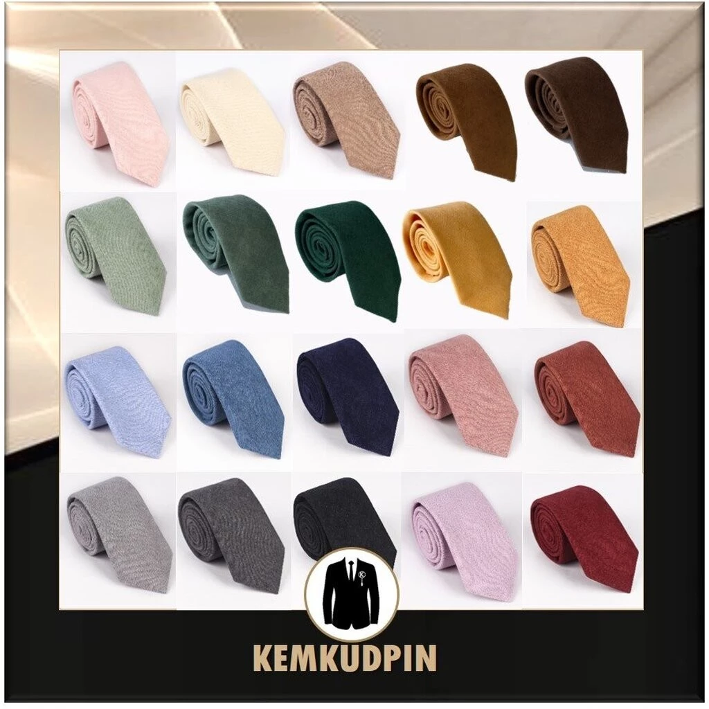 พร้อมส่ง Necktie เนคไทด์ ผ้า sued สีพื้น