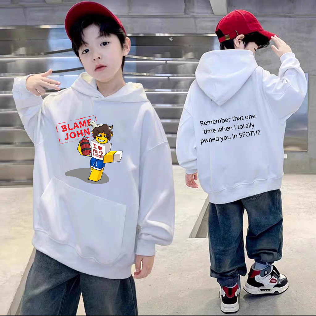 Shedletsky Blame John I love fried chicken เสื้อฮู้ดสำหรับเด็ก Gamers Gaming เสื้อฮู้ดผ้าฝ้ายพิมพ์ลายสำหรับเด็ก