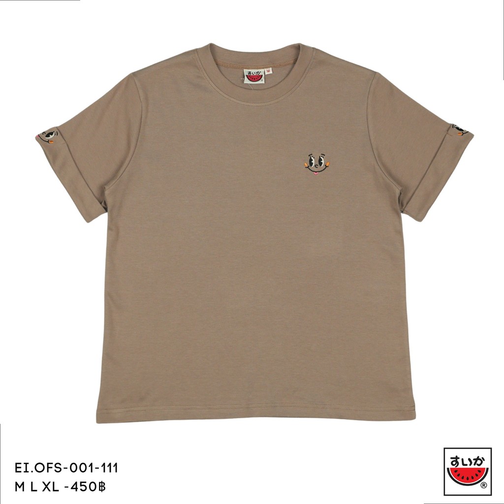 เสื้อแตงโม (SUIKA) –  เสื้อยืดคอกลมแขนสั้นเบิ้ลปลายแขน ผ้าอินเตอร์ล็อก ลายปัก ( EI.OFS-002 003 004 006 007 ) ราคา ถูกที่สุด ดีลบีเคเค แกลเลอรีภาพที่ 4