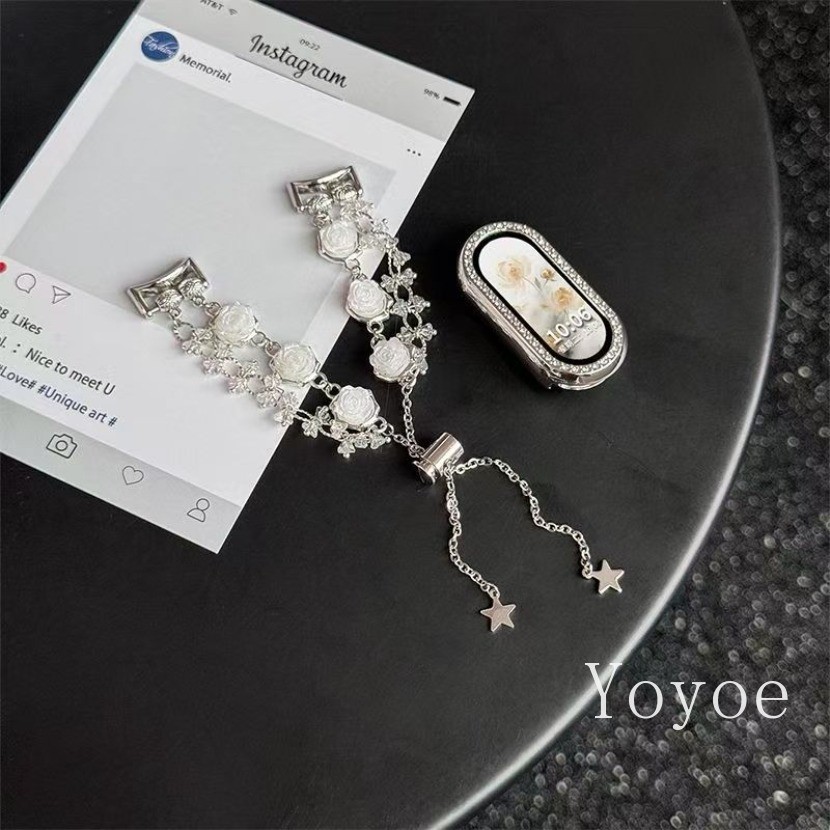 สายลูกปัดดอกกุหลาบสีขาวสําหรับ เสี่ยวหมี่ วงดนตรี 9 8 มือโปร 7 6 5 4 3 สายสร้อยข้อมือดีไซน์ใหม่สําหรับ ไมล์ วงดนตรี 9 8 อุปกรณ์ใช