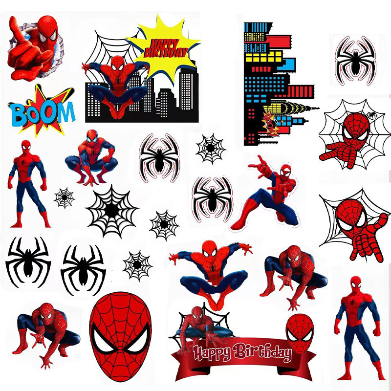 Spider Man ซีรีส์ตกแต่งเค้กวันเกิดเด็กผู้ชาย Spider Man ปลั๊กอินตกแต่งโต๊ะขนม