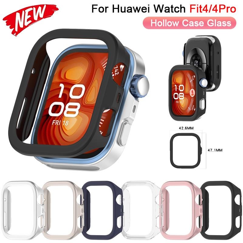 PC Hollow Case Glass สําหรับ Huawei Watch Fit 4 Pro Smartwatch กรอบกันชนสําหรับ Huawei Fit 4 ฝาครอบ 