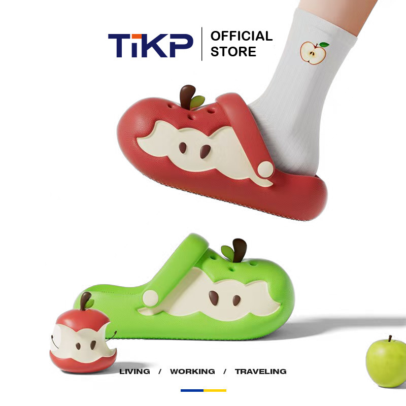 TIKP รองเท้าแตะ Apple แบบใหม่สำหรับผู้หญิง รองเท้าแตะพื้นหนา น่ารัก