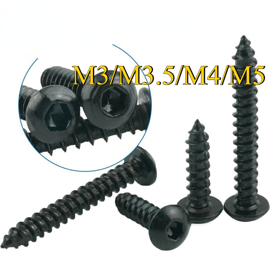 สกรู เกลียวปล่อย เตเปอร์   หัวจมกลม เหล็กกล้าคาร์บอน 8.8 / Button Head Hexagon Socket Tapping Screw 
