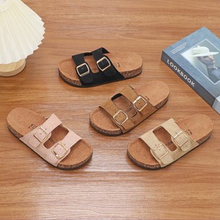 New korea Plush surface two strap flat sandals for women Summer beach Slippers
