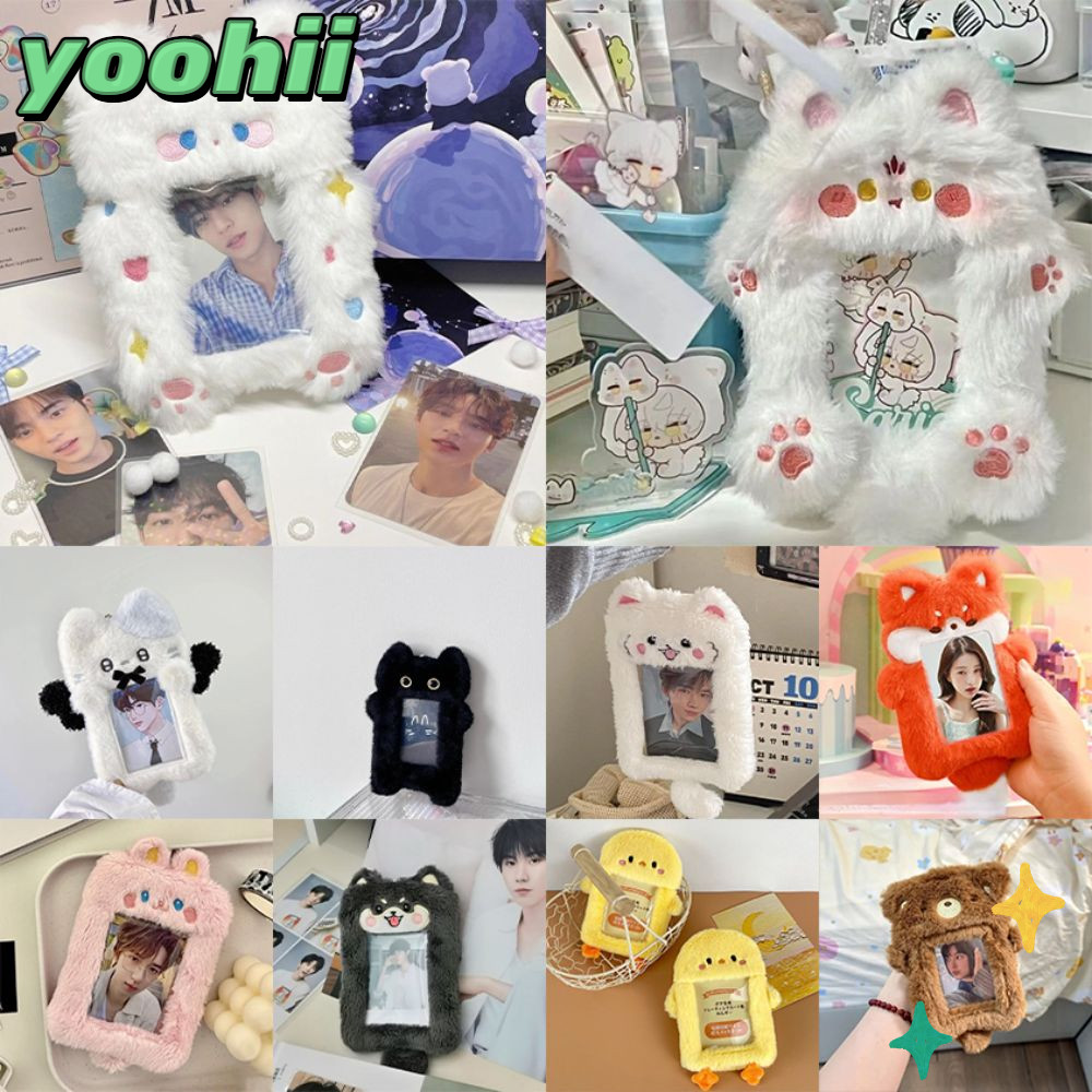 YOOHII Photocard ,หมี/กระต่าย/เจี๊ยบน่ารักผู้ถือบัตรภาพ,แฟชั่นตุ๊กตามัลติฟังก์ชั่การ์ตูนรถบัสบัตรประตูแขนนักเรียน