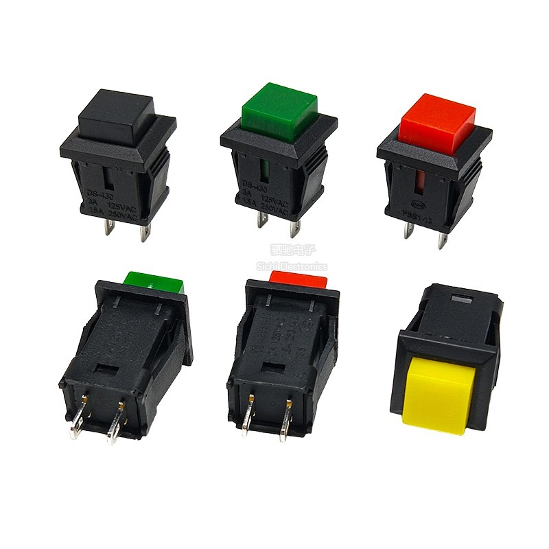 DS-429A/429B/430 สวิตช์ปุ่มกดขนาดเล็ก Self-Reset ไม่มีล็อคพร้อมล็อคสวิตช์ปุ่มล็อคตัวเองสแควร์