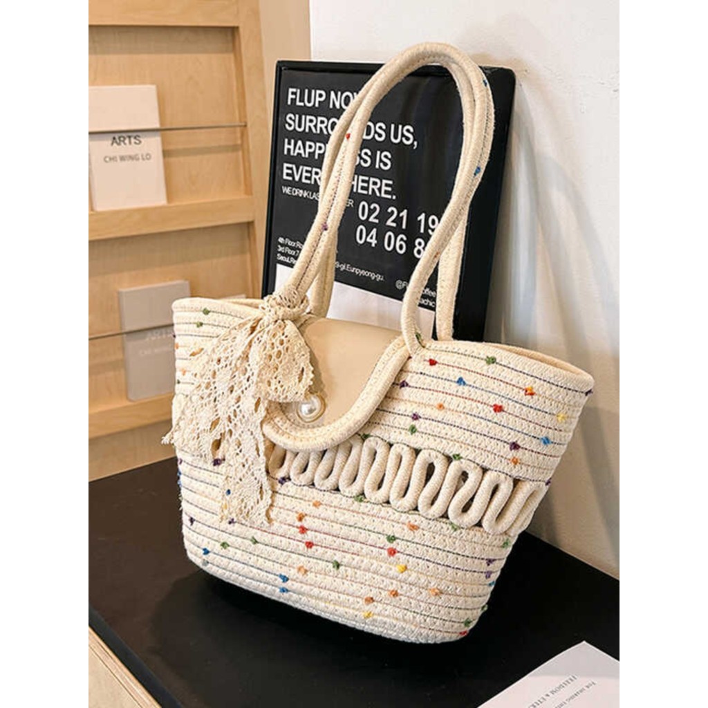 Western Style Fairy Holiday Niche Style Portable Straw-Weaved Bag