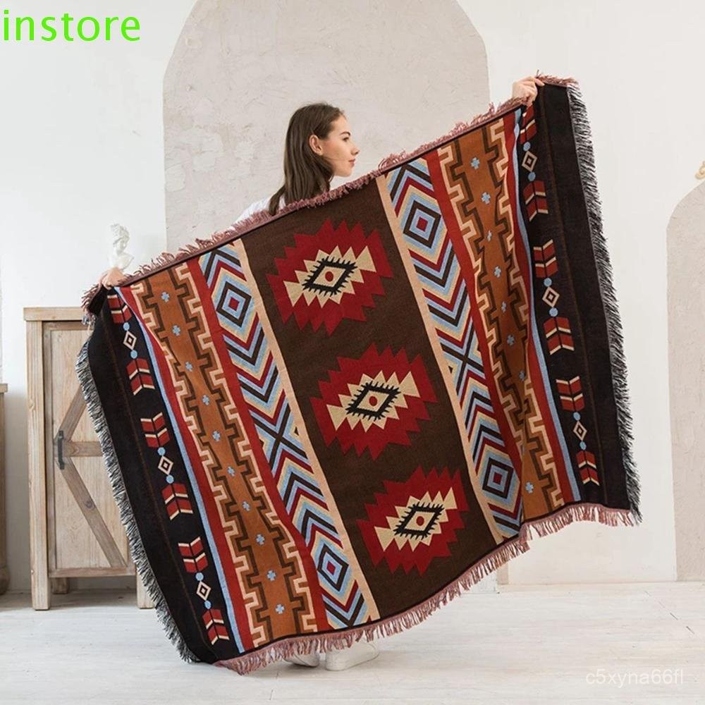 INSTORE Carpet Outdoor Cozy with Tassels Fringe Bohemian Boho Warm Sofa Mat