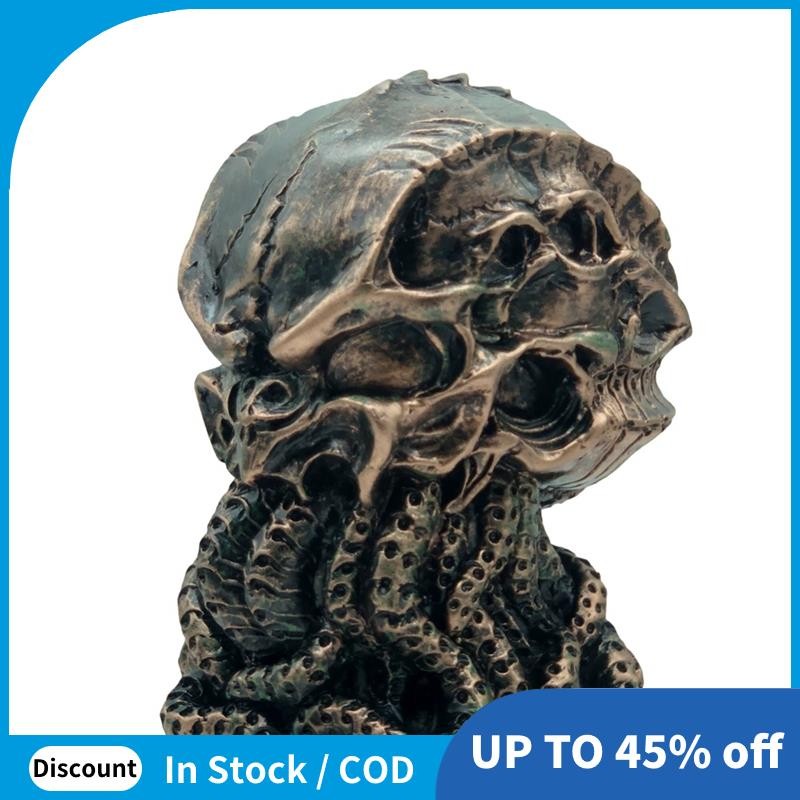 Bronze Gold Cthulhu รูปปั้น Cthulhu Skull เรซิ่นเครื่องประดับ Octopus