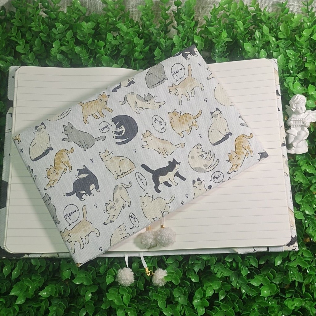 Cat Paradise ผ้า Book Jacket A5 A6 Handmade Book Book Jacket การ์ตูนแมวผ้า Book Jacket ปรับ Notebook