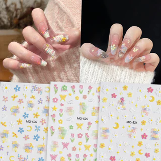 สติ๊กเกอร์ติดเล็บ ตกแต่งเล็บบรรเทา Aurora Daisy ดอกไม้ภาพวาดสีน้ํามัน Monets Garden น่ารักฤดูใบไม้ผลิ Moon KOULDAN