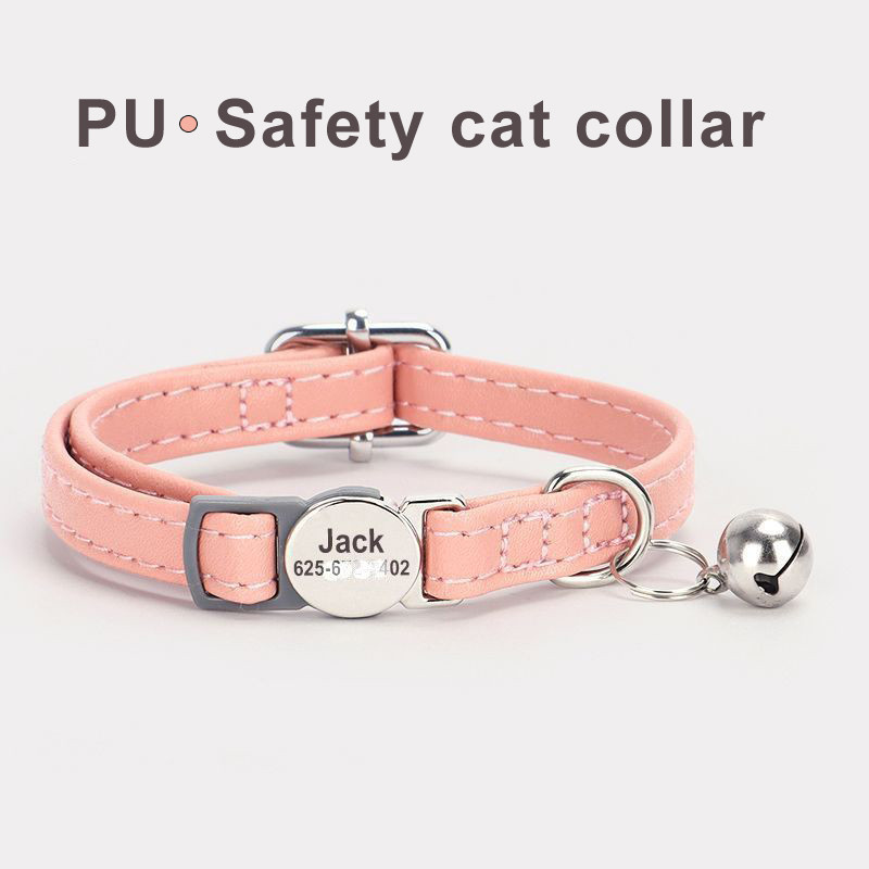 ปลอกคอแมวสั่งทำ สาย PU ปรับได้ หัวเข็มขัดนิรภัย ผ้าคอร์ดูรอย