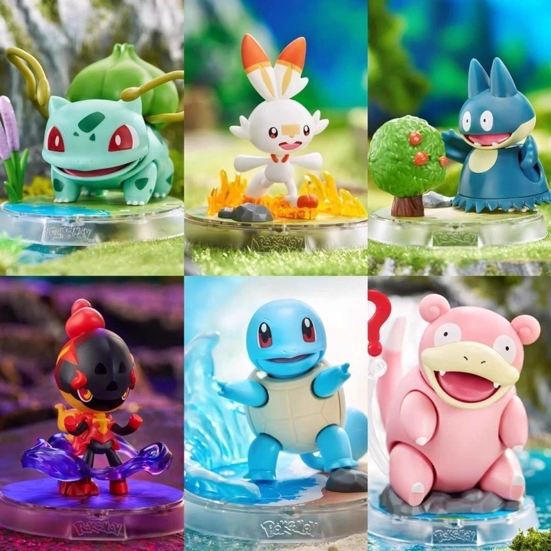 Original Pokemon Building Block Pikachu Munchlax Slowpoke Rowlet Meowth Charmander ประกอบรุ่นอะนิเมะตุ๊กตาของเล่นเด็กของขวัญ