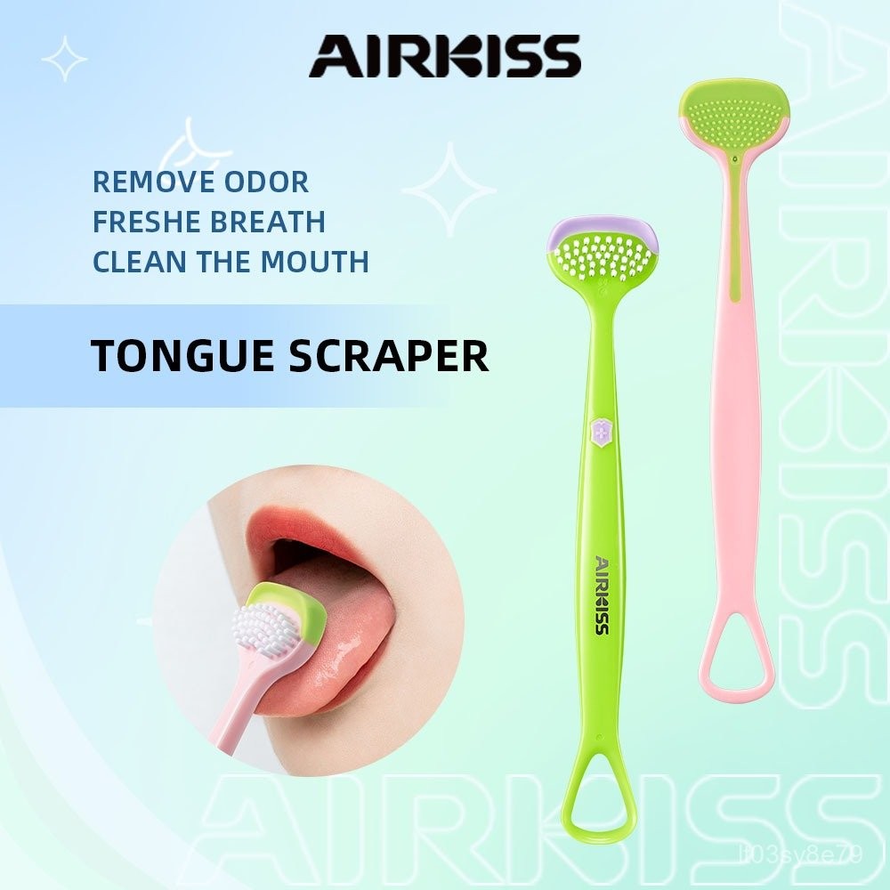 AIRKISS Tongue Scraper  Soft Tongue Cleaner Scrap Brush Soft Glue Green / Pink