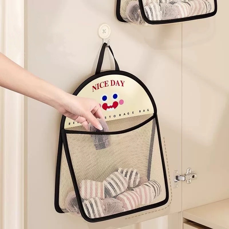 ถุงตาข่ายเก็บของ ถุงตาข่าย อเนกประสงค์ ระบายอากาศ ถุงตาข่ายแขวน 40×44CM จัดระเบียบตู้เสื้อผ้า พื้นที่จัดเก็บ