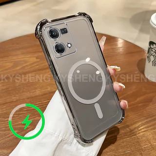 สําหรับ OPPO Reno 5 6 7 PRO 7 SE 4G เคสโทรศัพท์ TPU ชาร์จแม่เหล็กสี่มุม anti drop โปร่งใส soft shell WBQ