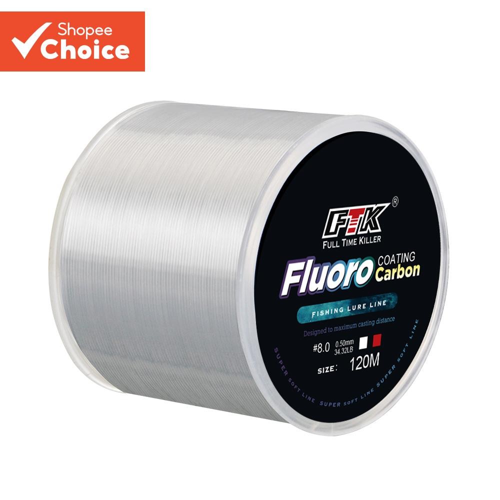 FTK 120m สายตกปลาไนลอนสีขาวคาร์บอนไฟเบอร์เคลือบความแข็งแรงสูงทนต่อการสึกหรอ Fly สายตกปลา Monofilament ปลาคาร์พ