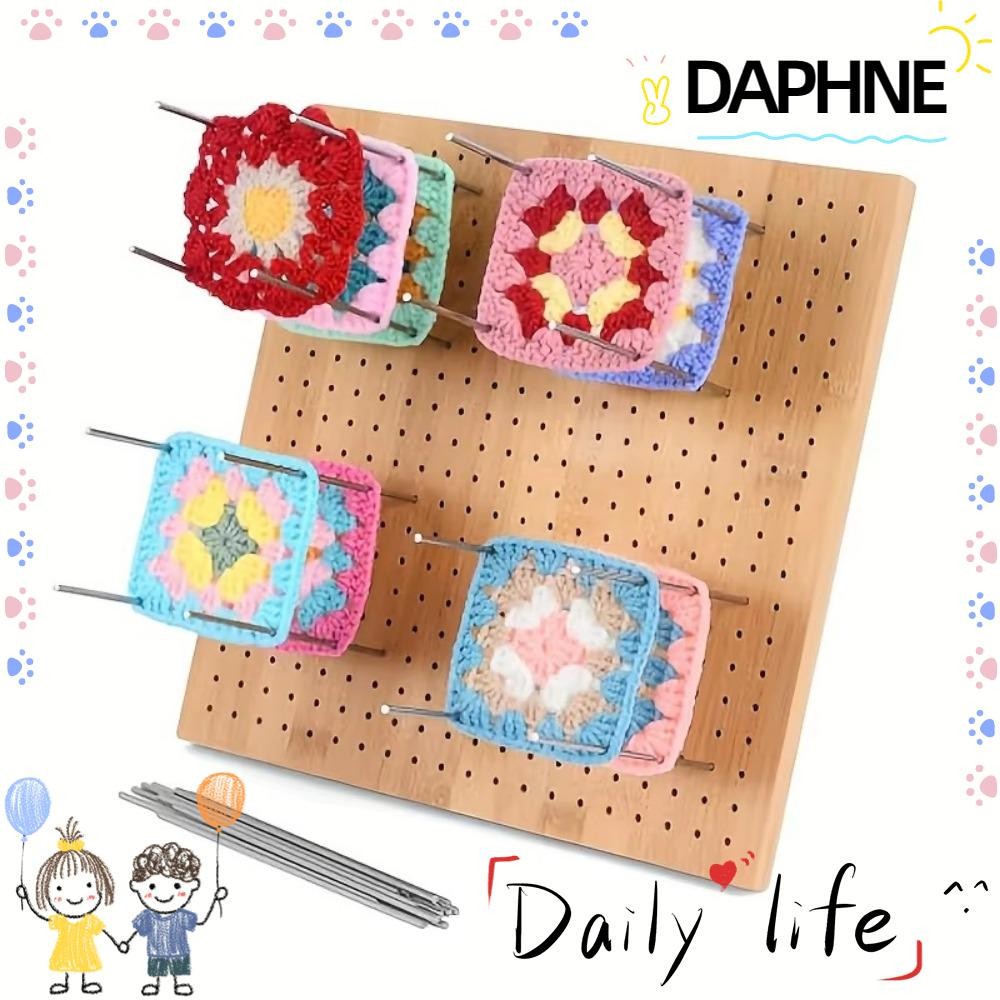 DAPHNE กระดานถักโครเชต์,งานฝีมือไม้โครเชต์แผ่นบล็อก,ตารางไม้ไผ่นํากลับมาใช้ใหม่สแควร์ถักแผ่นปิดกั้นอุปกรณ์เย็บผ้า