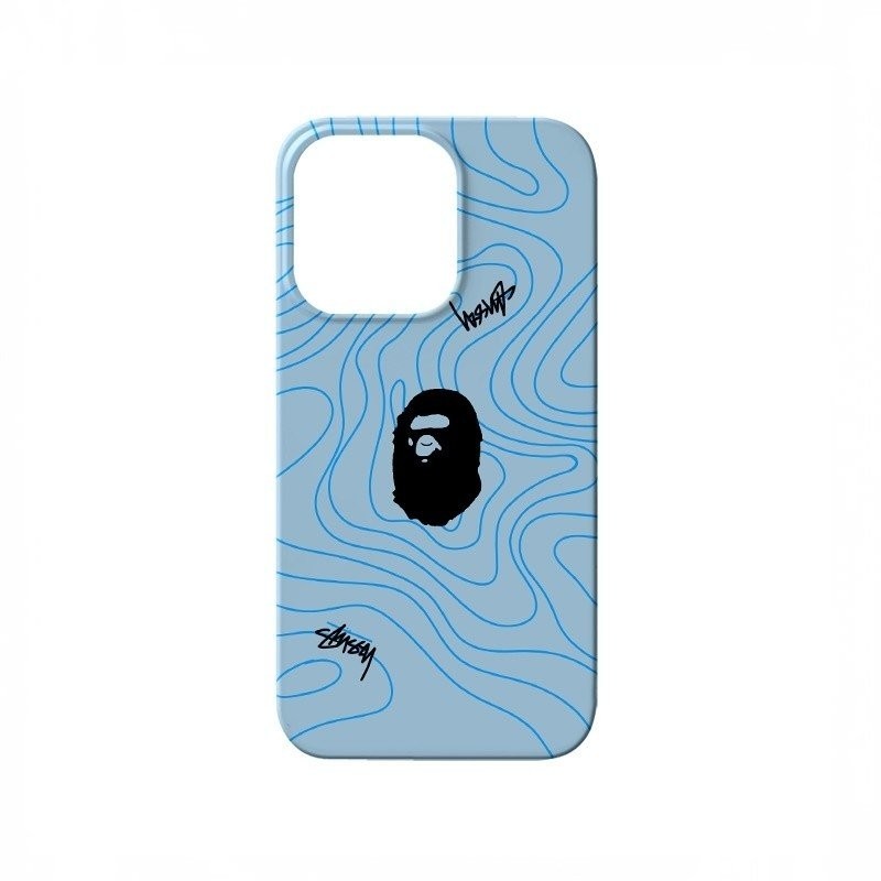 เคสโทรศัพท์แข็ง Blue Line Ape Head สำหรับ iPhone 11 12 13 14 15 16 Pro Max 11 Pro Max 12 Pro 13 Pro Max XS Max XR XS 14 Plus 8 Plus กันกระแทก ปกด้าน
