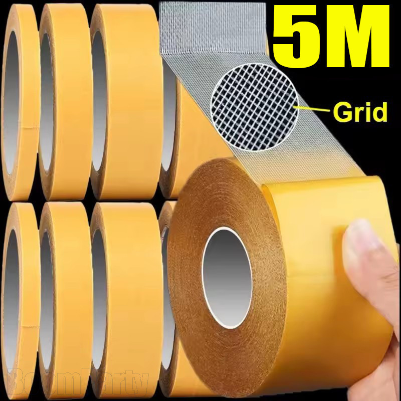 5 ม้วนสองด้าน Traceless Heavy Duty เทปกาว – แผ่นซ่อมกันน้ําในครัวเรือน – Utra Strong Mesh Grid Tape – โปรปัง
